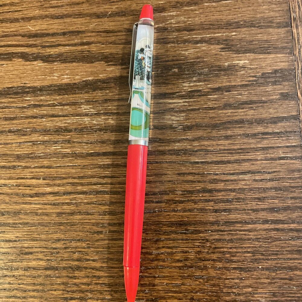 Vintage Floaty Ballpoint Pen Mickey Mouse Walt Disney World Epcot Red